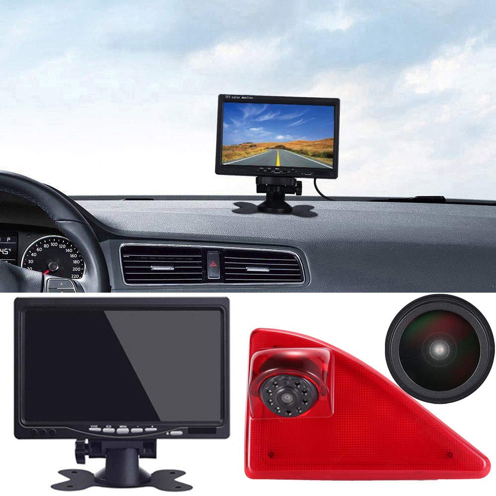 HD 1280 Pixels Reversing System Brake Light Reversing Camera Van Roof Camera Parking Aid with Angle Adjustable IR Night Vision Compatible with Opel/Vauxhall Movano/R-enault Master/N-issan NV400