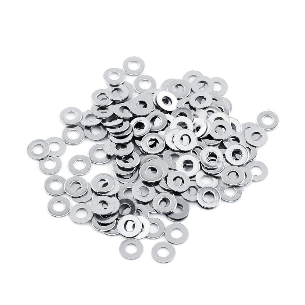 100Pcs Stainless Steel Flat Washers Assortment(M3), Flat Repair Washers Hardware Set, 6 Sizes M3 M4 M5 M6 M8 M10, for Home Decoration Factories Repair Construction