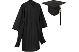 D DODOU Master Graduation Cap and Gown with Tassel Matte Master Regalia for Adult Unisex, Black