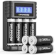Deleepow Rechargeable AA Lithium Batteries with AA/AAA Individual Fast Rechargeable Battery Charger LCD Screen, 3400mWh High Capacity 1.5V, 1500 Times Rechargeable Batteries (8 Pack)
