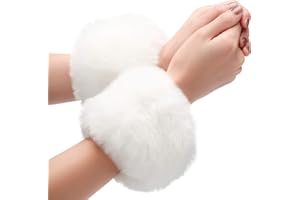 SATINIOR Faux Fur Short Wrist Cuff Winter Fuzzy Wrist Cuff Warmers for Women Girls Favors