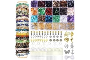 1280pcs 18 Colors Crystal Beads, Ring Making Kit, Gemstone Chip Beads Irregular Natural Stone with Jewelry Making Supplies fo