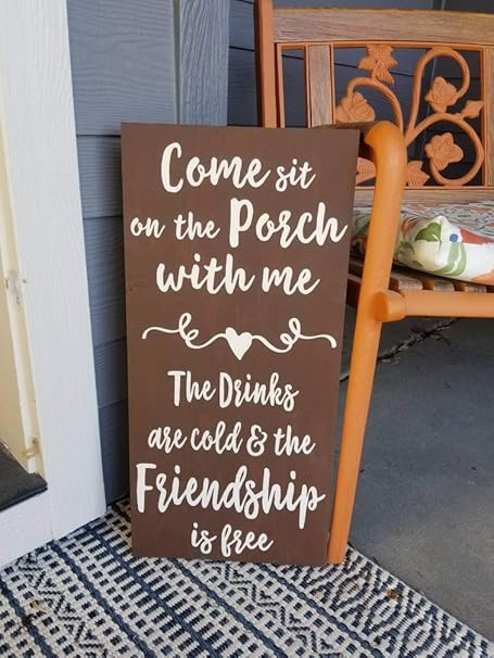 Monsety Summer Cartello In Legno Con Scritta In Inglese Come Siit On The Portch With Me Decorazione Per Patio Regalo Per Esterni E Capannoni Amicizia Decorazione Estiva Per Matrimoni Amazon It Casa