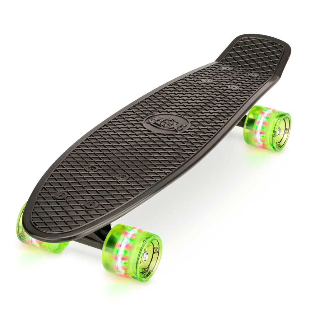 Xootz Kid's Complete Retro Plastic Skateboard with LED Light Up Wheels