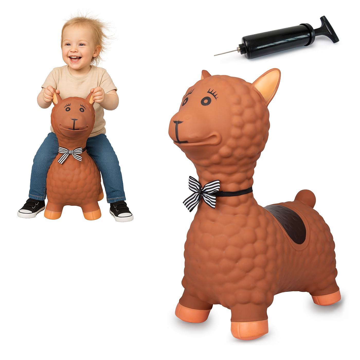JAMARA 460542 Lama Bouncy Toy with Pump BPA-Free, up to 50 kg, Promotes Balance and Motor Skills, Robust and Durable, Easy to Clean