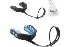 HIAARO 2-Pack Football Mouthguard with Straps and Case, Youth Sports Mouth Guard for Rugby, Hockey, Boxing, MMA, Basketball, Size L