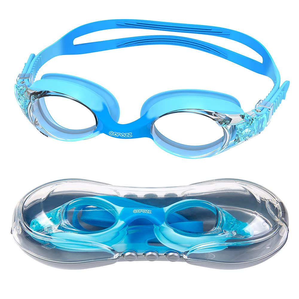 COPOZZ Kids Goggles for Swimming 6-14, Swimming Goggles for Kids Anti Fog, No Leak, Wide ＆ Clear Vision, UV Protection
