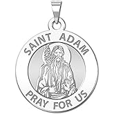PicturesOnGold.com Saint Adam Round Religious Medal - - 3/4 Inch Size of a Nickel -Sterling Silver