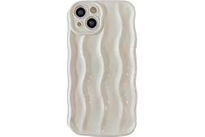 wahhle Water Ripple Pattern Curly Wave Frame Soft Cute Phone Case Cover for Men Women Girls,(iPhone 15 Pro,Milky White)