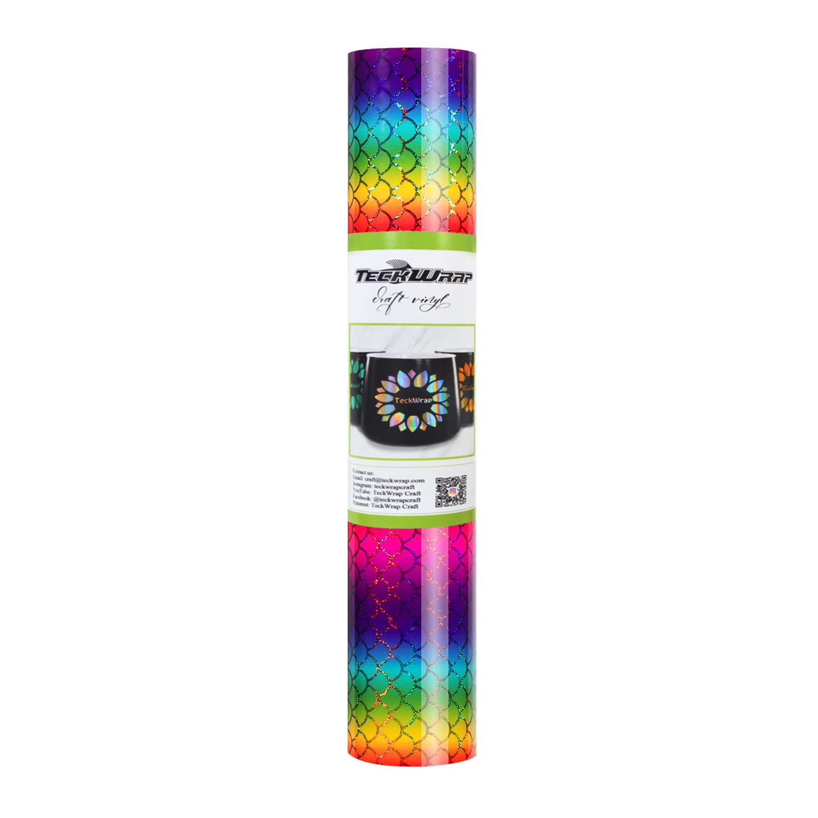 TECKWRAP Glossy Holographic Rainbow Chrome Vinyl 1ft x 5ft, Rainbow Mermaid Pattern — image 1