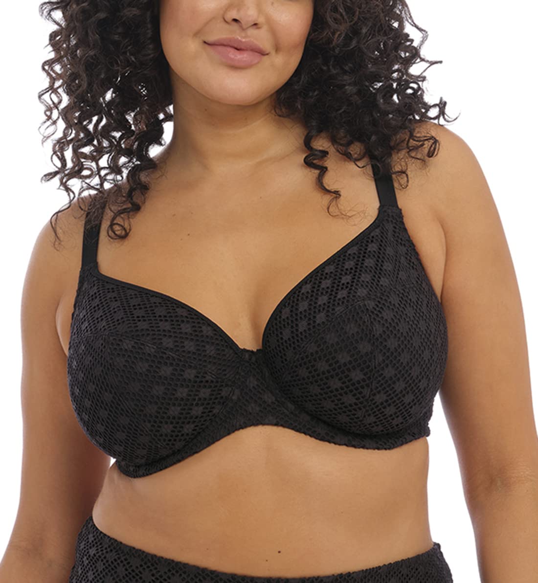 Elomi Swim Women’s Bazaruto Underwire Plunge Bikini Top, Black, 38E