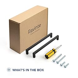 Ravinte 30 Pack Square Cabinet Pulls 10 Inch Black