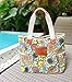 Malirona Women Canvas Tote Bag, Zipper Casual Tote's Handbag Large Capacity Shoulder Bag with Pockets for Office Shopping Travel (Green Flower)