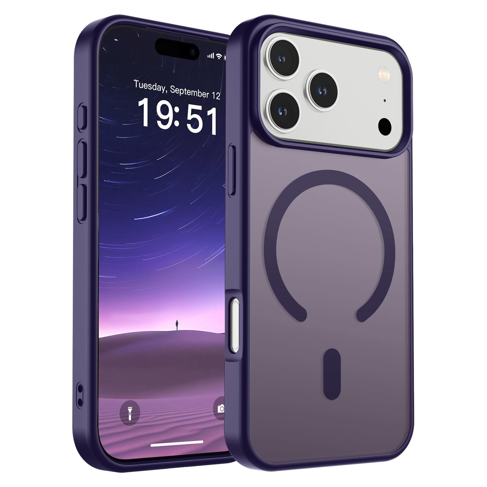 Photo 1 of SUPFINE Magnetic for iPhone 17 Pro Case (Compatible with MagSafe)(Military Grade Drop Protection) Translucent Matte Shockproof with Anti-Fingerprint Phone Cover 2025,Dark Purple