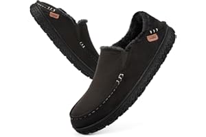 LongBay Men's Moccasin Slippers Comfy Warm Memory Foam House Shoes Winter for Indoor Outdoor