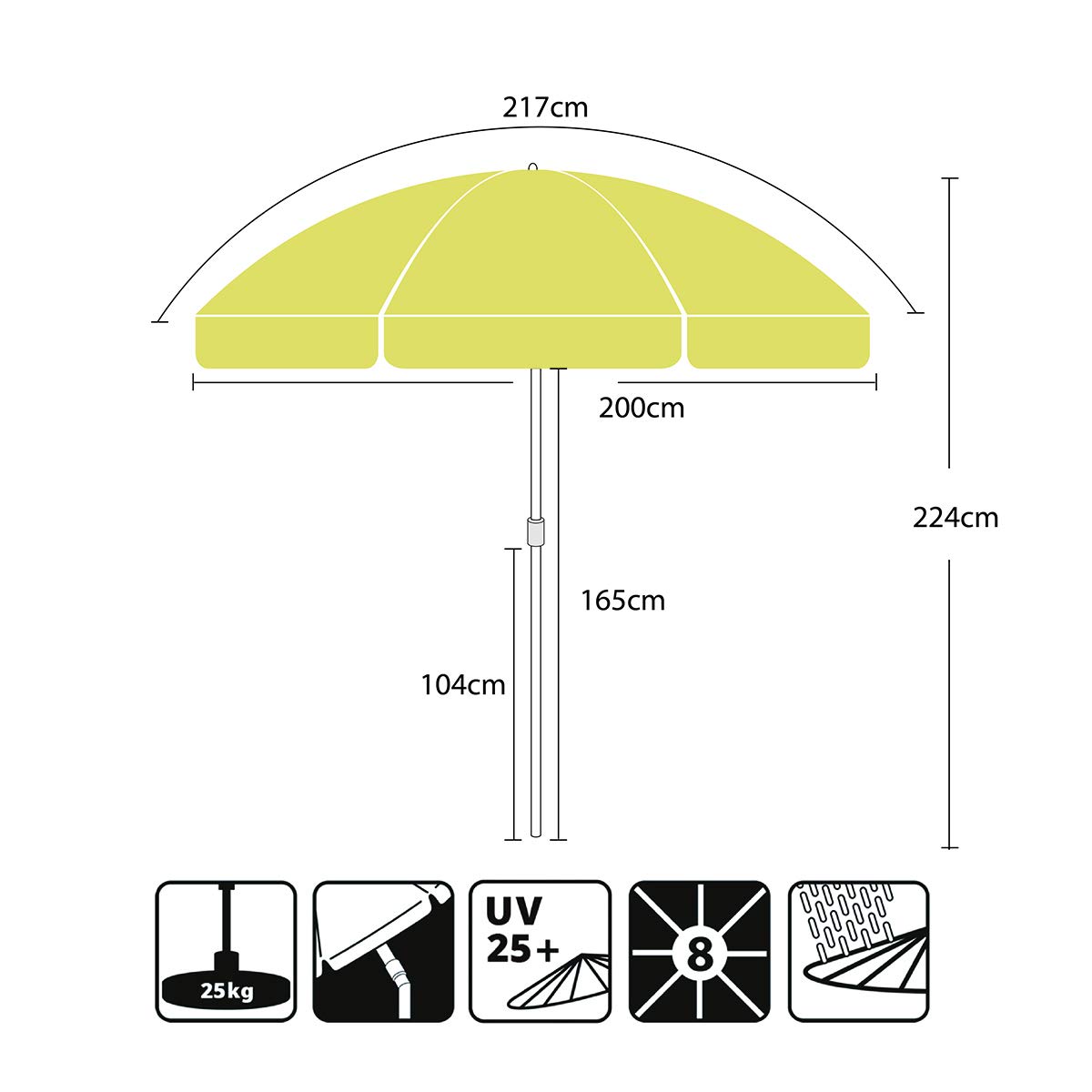Sekey Sunshade 200 Cm Market Umbrella Ga Buy Online In Turkey At Desertcart