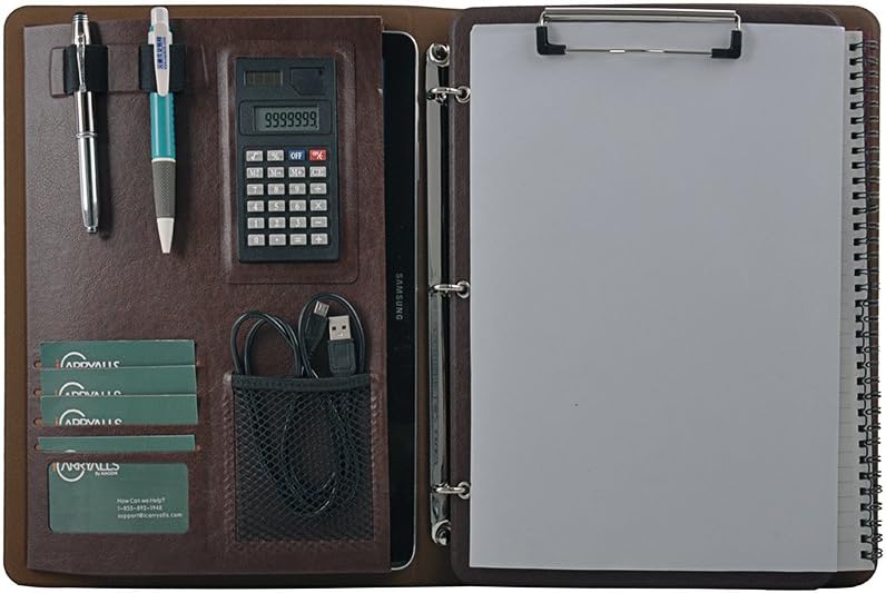 Business 3 Ring Binder Portfolio with Clipboard and Calculator, Coffee
