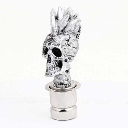 SLB Works Silver Ceramic Skull Head Design Auto Car Cigarette Lighter Ignition Plug Sockrt DC12V Decor