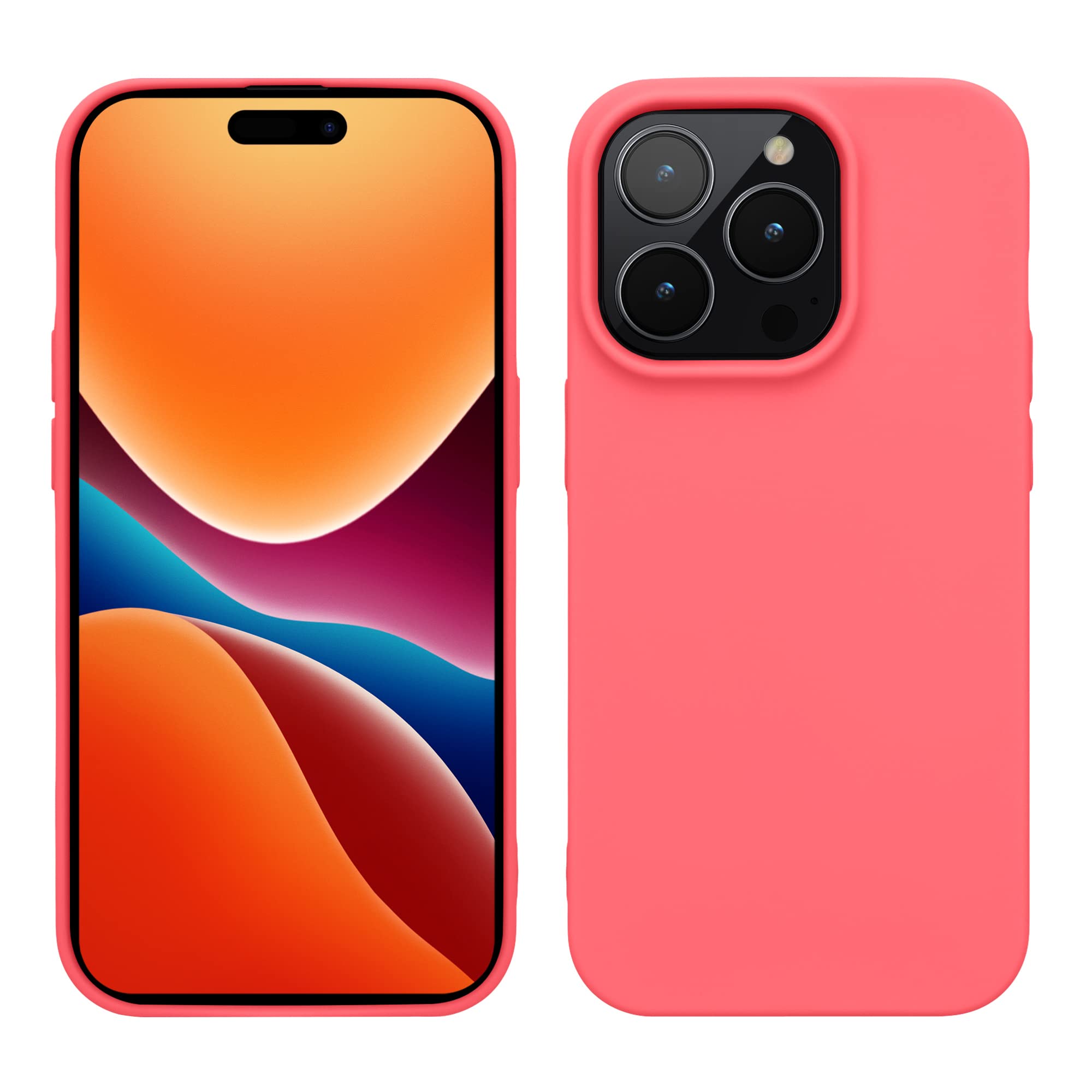 kwmobile Case for iPhone 14 Pro Case - Soft Slim TPU Silicone Phone Cover - Wireless Charger Friendly - Neon Coral โ image 1