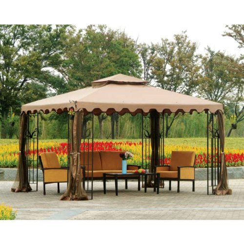 Garden Winds Ersatz-Baldachin Für 12x12 Gitter Pavillon - Riplock 500 Denier, Beige, UV-behandelt & Wasserfest