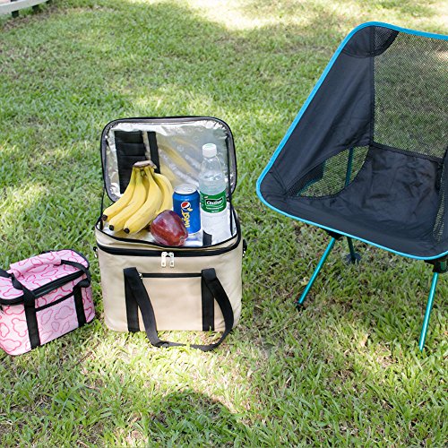 Fanmaous Lunch Box Insulated Lunch Bag Large Cooler Tote Bag Drinks Bottle Box Thermal Lunch Bags for Adult Men Women Car Picnic Camping Family ,Double Deck Cooler(18L/Khaki)