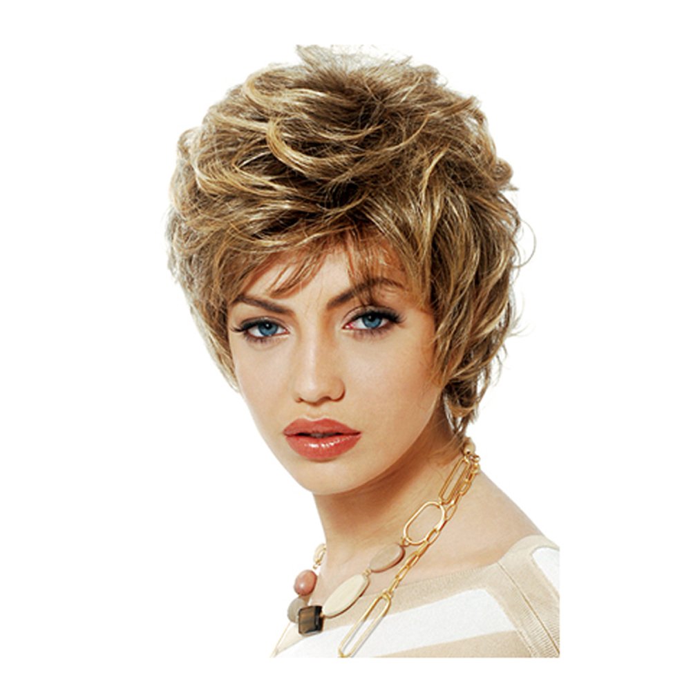 Amazon.com : Short Silver Grey Fluffy Slight Curl Wavy Wig 
