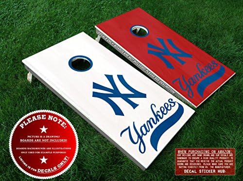 New York Yankees Cornhole Decals | COBALT | Six (6) DIY Vinyl Stickers for Cornhole Board Building and Decorating | Decal Sticker Hub