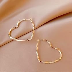 GLOQUAT 14K Gold Heart Hoop Earrings for Women