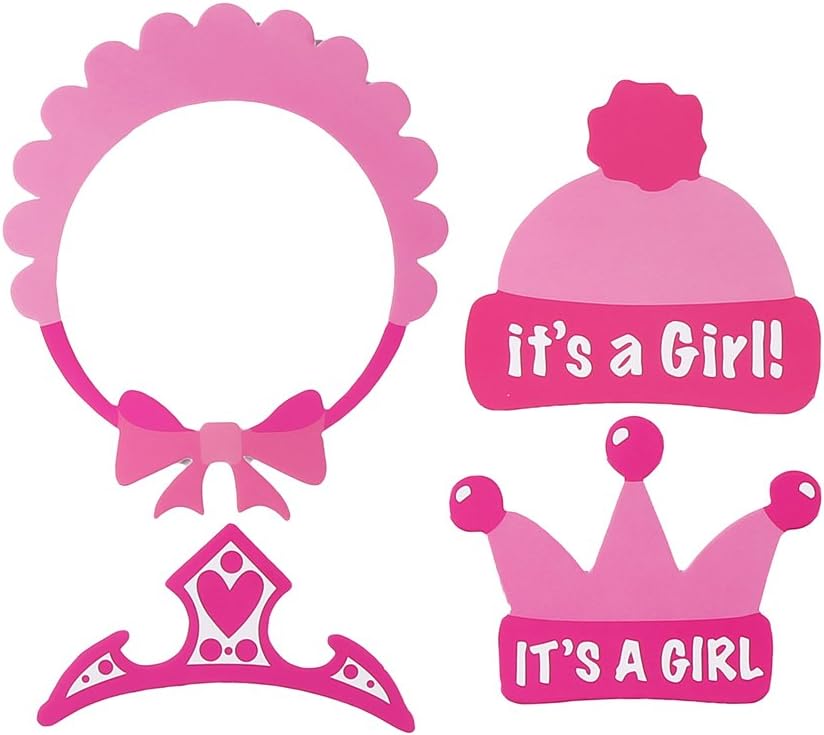 CCINEE 18 Pieces Kits Party Photo Booth Props,Baby Shower Girl Photo Props, Pink 18pcs - Image 5