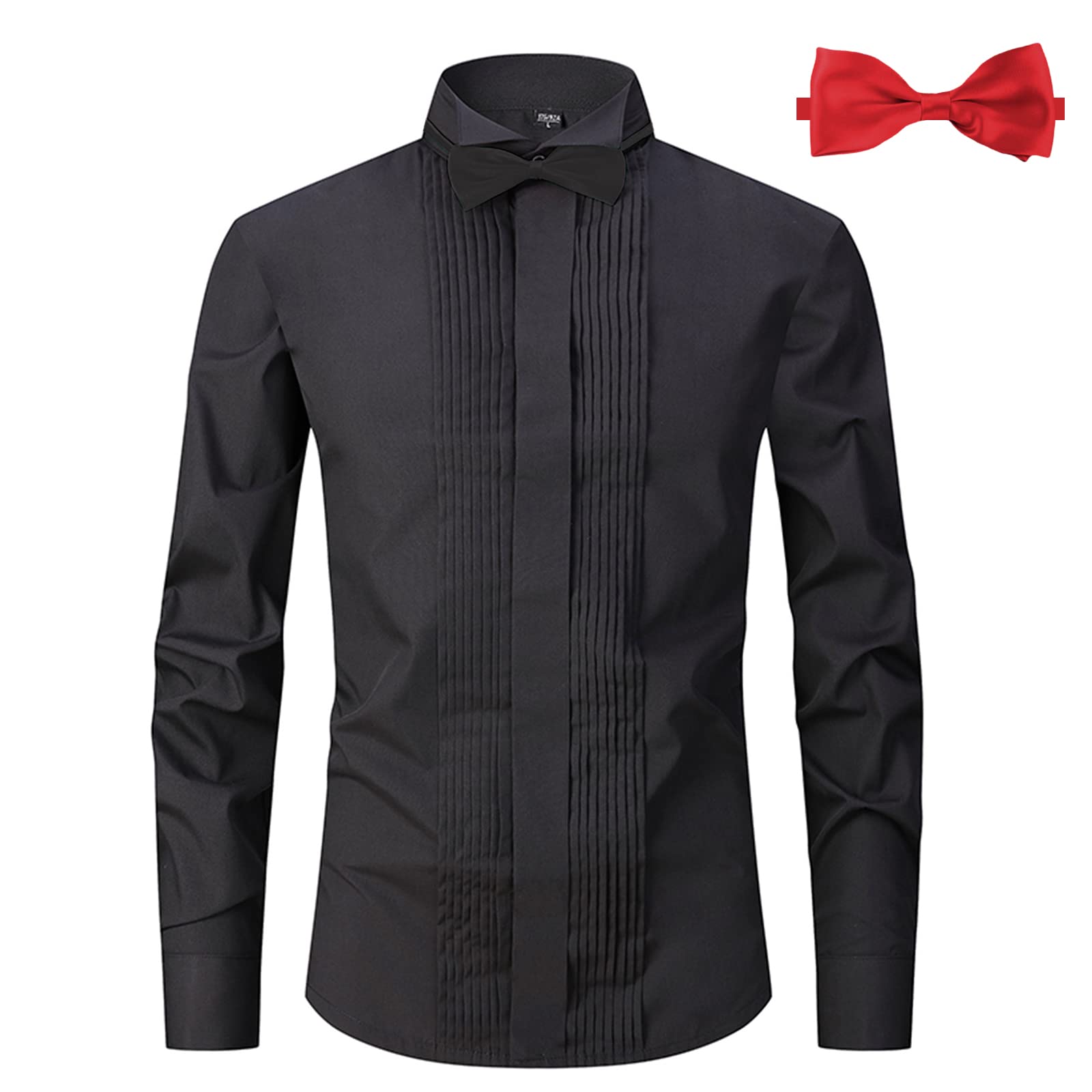 Mens Tuxedo Shirt With Bow-Tie Set French Cuff White Men'S Dress Shirt main image 1