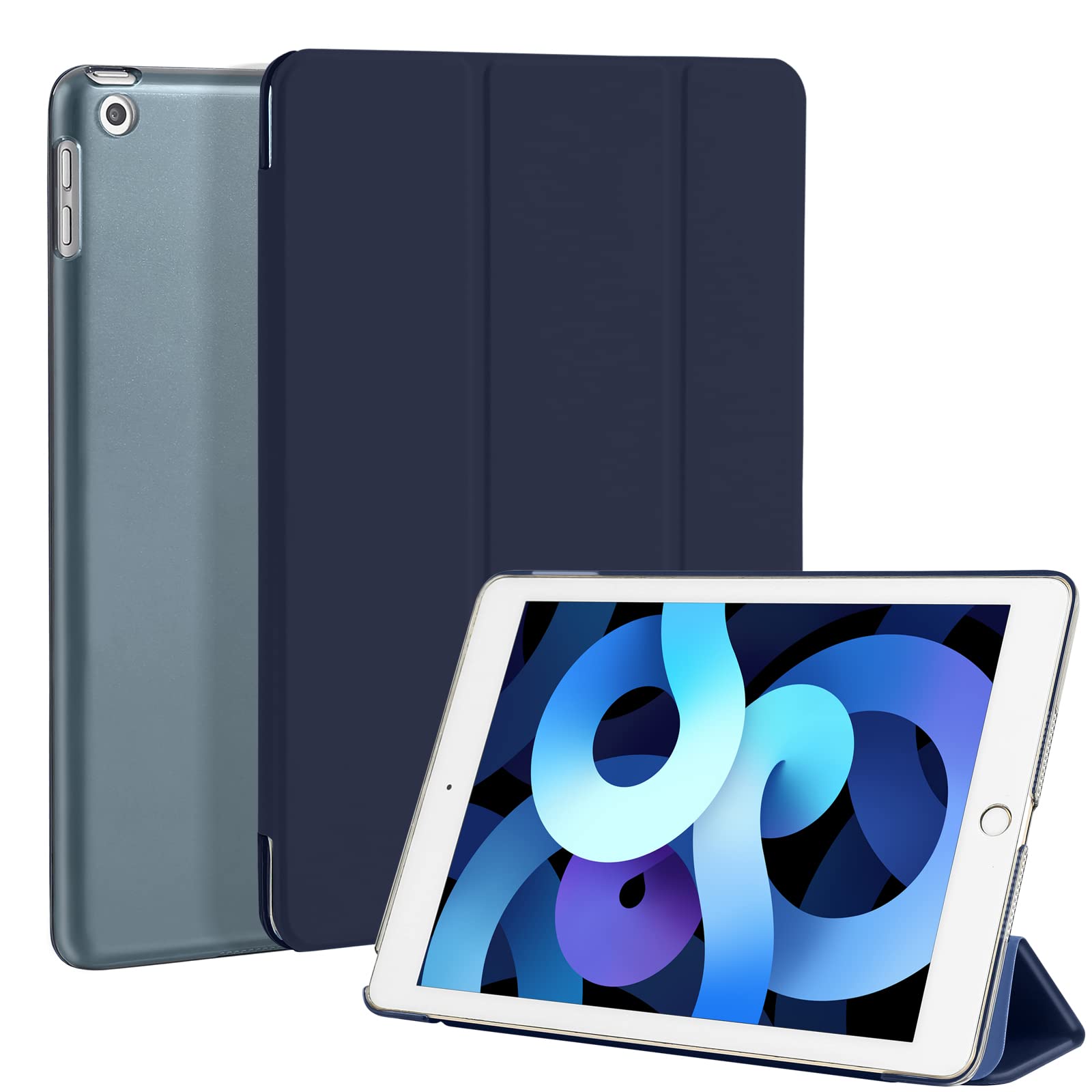 4UBonLife Case for iPad 5th /6th Generation 9.7 inch 2018/2017, Slim Lightweight Stand Hard Shell Smart Case with Translucent Frosted Back Cover, Dark Blue — image 1