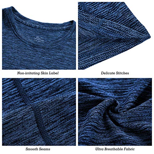 GEEK LIGHTING Men's Short Sleeve Crewneck T-Shirt, Breathable Mesh Tee (Dark Grey&Grey&Blue, X-Large)