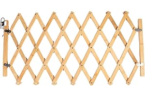 Expandable Accordion Dog Gate, 18.89-43 Inch Original Wood Color Wooden Doorway Stairs Divider, 2025 New Safety Protection fo