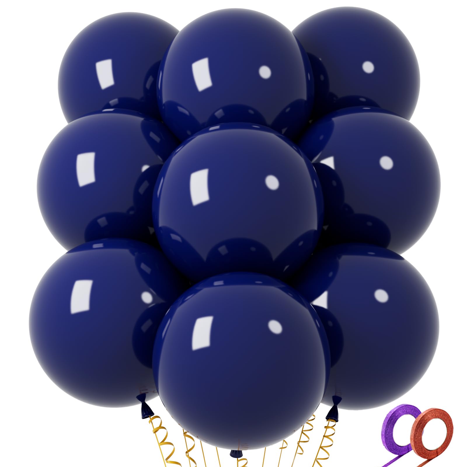 Photo 1 of 32Pcs Navy Blue Big Balloons 18 Inch, Round Dark Blue Large Latex Party Balloons for Birthday Wedding Decorations.