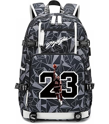 Didonia Basketball Player 23 Backpack Laptop Travel Bag Men's Women's Teenage Schoolbag (Black Red White)