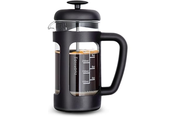 Easyworkz French Press 12 oz Coffee Tea Maker with Borosilicate Glass,Soft Grip Handle