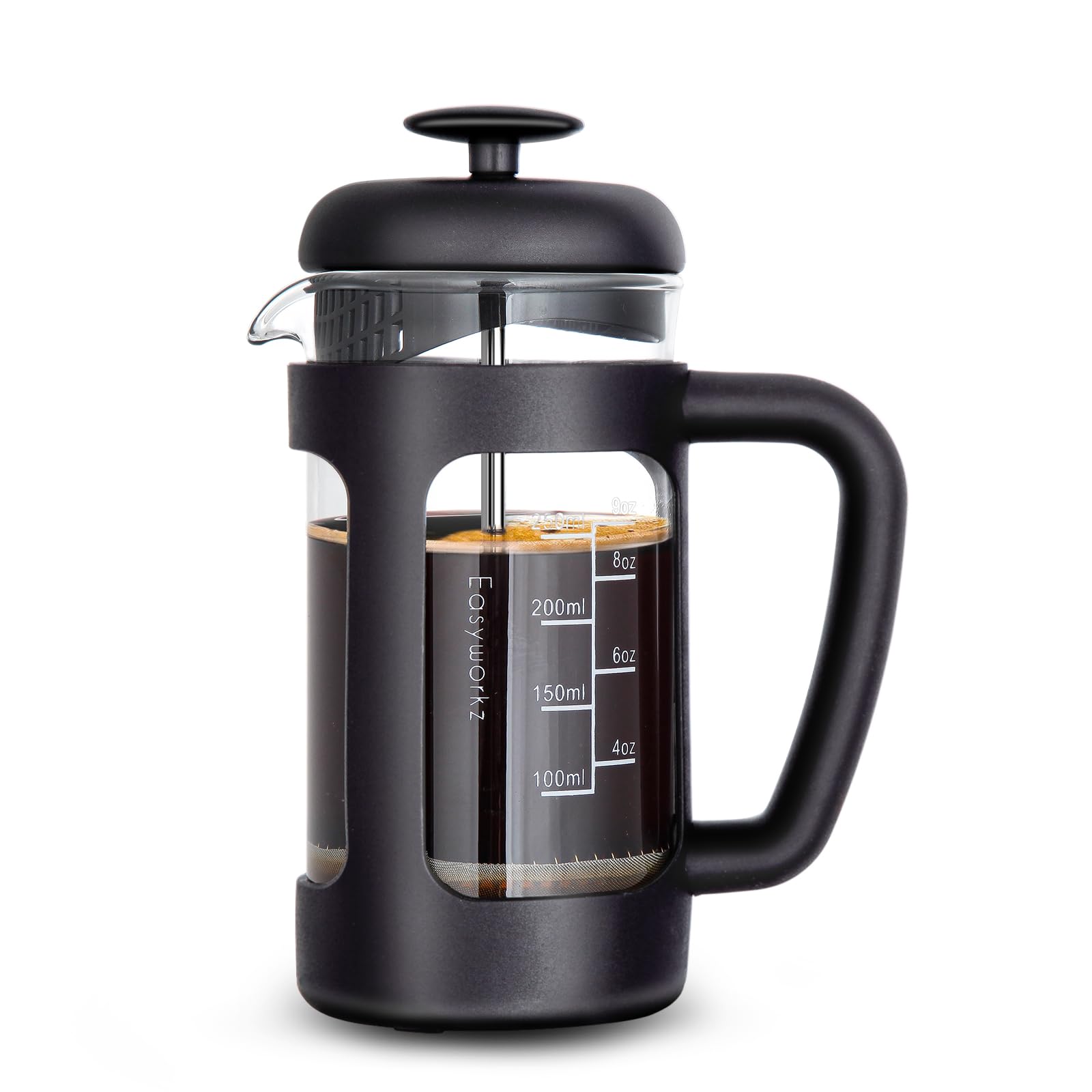 Easyworkz French Press 350ml Coffee Tea Maker with Borosilicate Glass, Soft Grip Handle