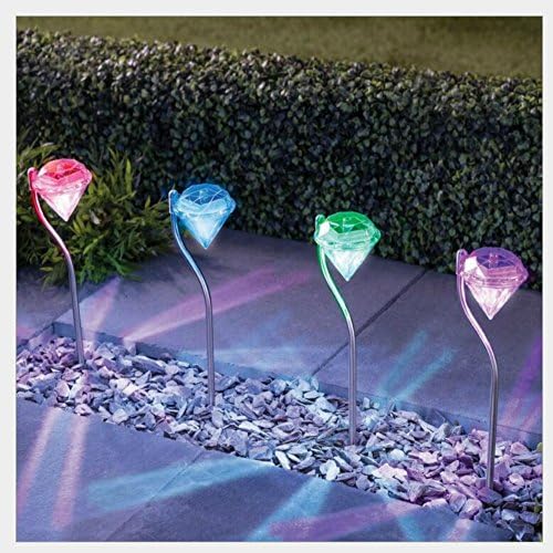 OSPORT Garden Lawn Solar Power LED Diamond Path Lights Lamp Outdoor Décor (4 Pack)