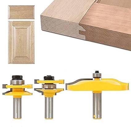 Hangboughteu 3pcs Tongue Groove Router Bits Set 1 2 Shank Raised Panel Cabinet Door Ogee Rail And Stile Router Bit Woodworking Chisel Cutter Tools
