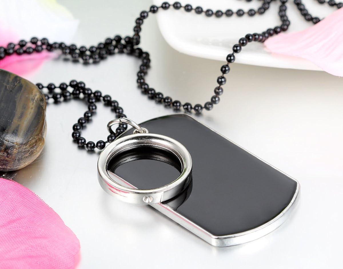 JewelryWe Army Style Circle Ring Pendant Mens Dog Tag Necklace, 27.5 inch Chain - Free Customized Engraving - Image 4