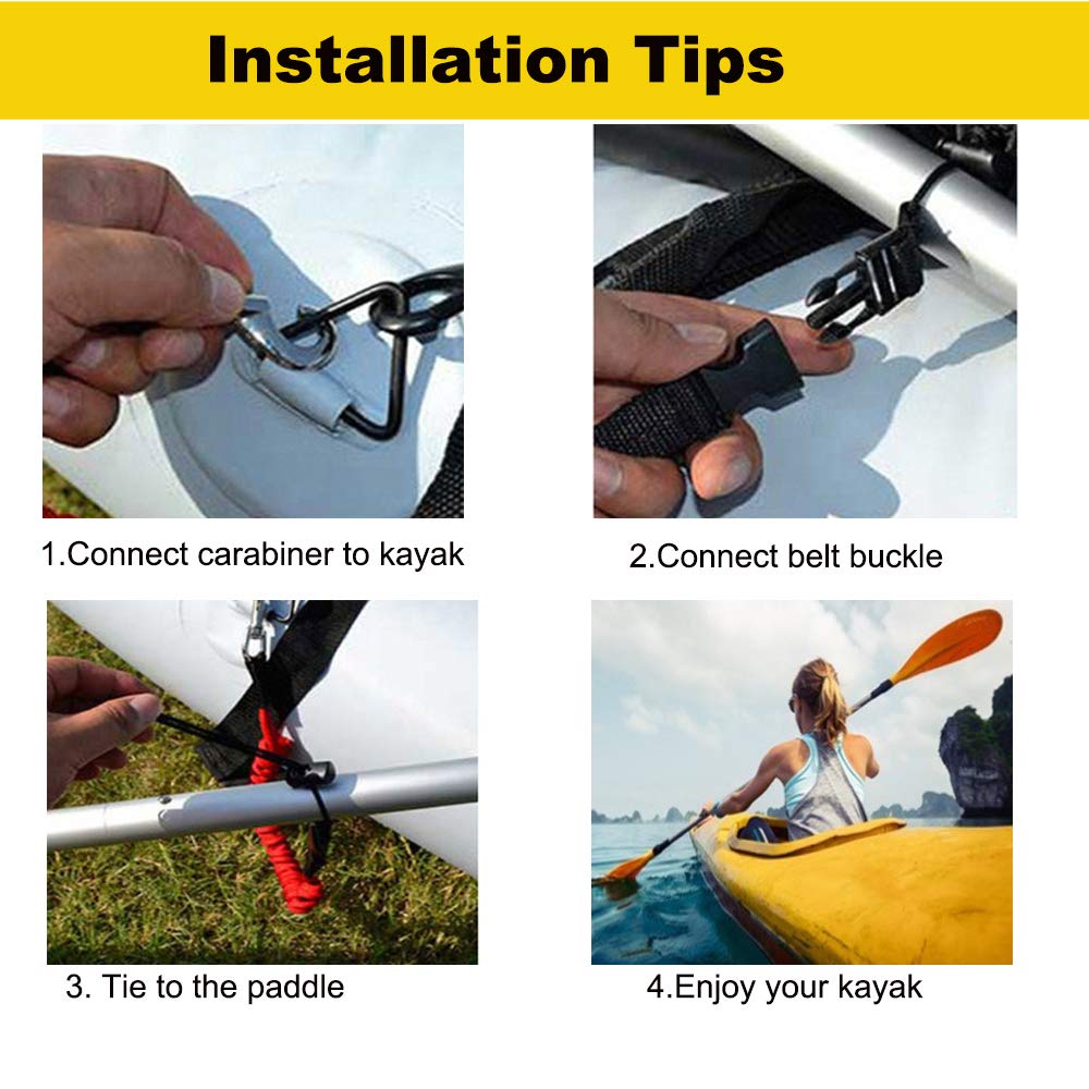 Sup Leash Kayak Paddle Leash With Carabiner - Elastic Safety Tether For  Paddles & Fishing Rods - Water Sports Accessory Elastic Boat Leash