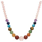 Ayriwoyi 7 Chakra Necklace for Women Strong Healing Crystal Genuine Stone Beaded Gemstone Necklace 20 inches Jewelry Gifts for Women Mom