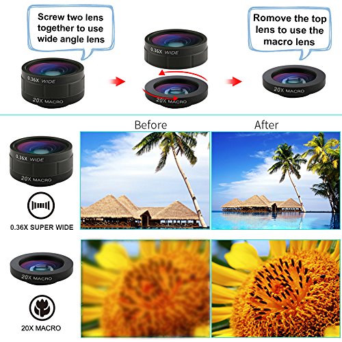 image for ATFUNG Camera Lens Kit 9 in 1 Zoom Telephoto Lens + Fisheye lens + 0.3