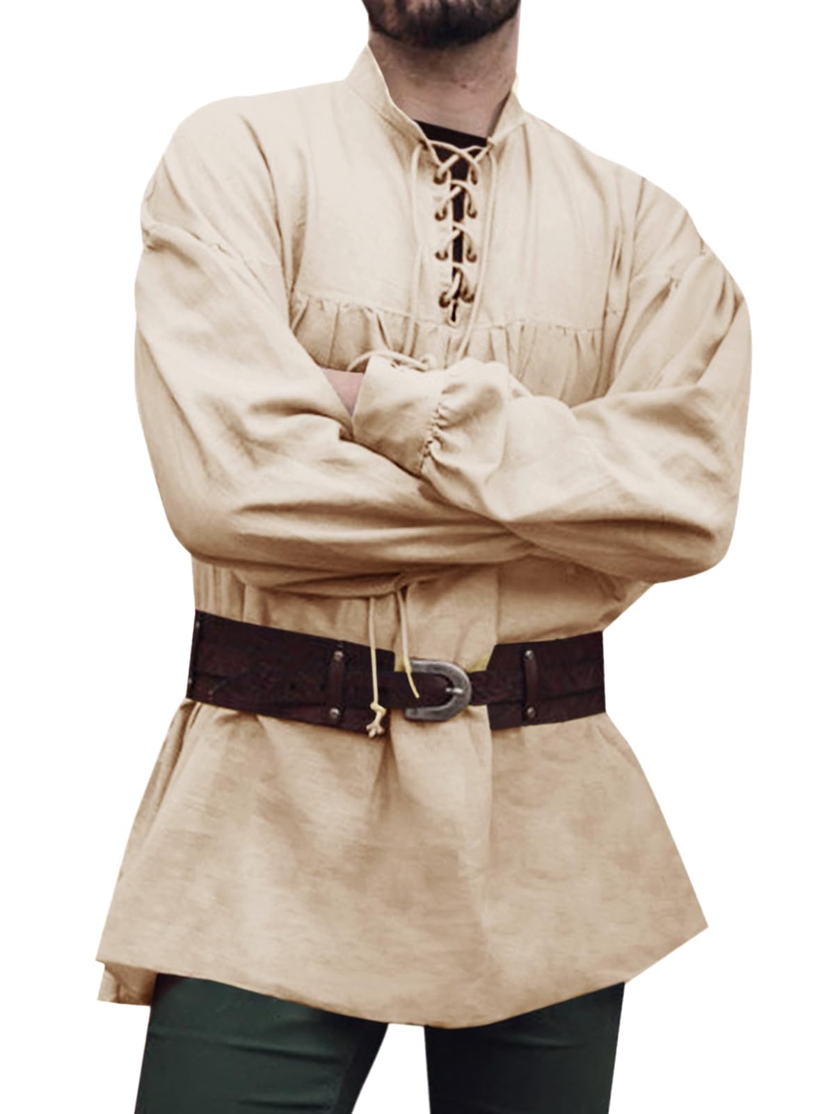 Mens Medieval Renaissance Pirate Viking Long Sleeve Lace Up Shirt main image 0