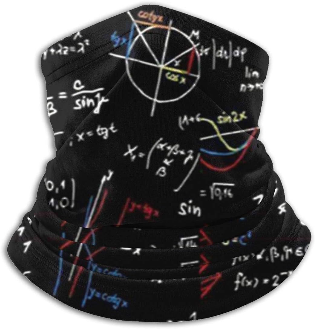 Microfiber Neck Warmer Xmas Present Math Pattern Neck Gaiter Tube Ear Warmer Headband Scarf Face Mask Balaclava Black