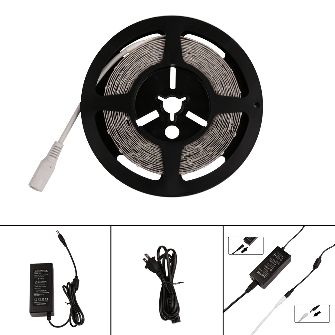 LEDMO LED Strip Lights, Upgraded 300Leds 16.4ft Warm White 3000K LED Light Strip+12V 5A Power Supply