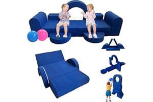 Fivetry Modular Kids Play Couch - 12pcs Convertible Kids Sofa Kids Couch Building Fort Play Sofa Comfy Toddler Foam Chair Play Fort Couch in Playroom/Nursery with Hook and Loop