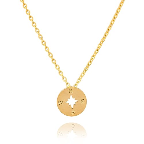 Selia Kompass Kette Windrose Halskette Navi minimalistische Optik brushed gebürstete Optik handgemacht