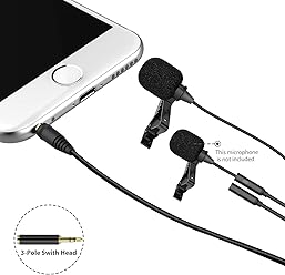 Lavalier Lapel Microphone, Dr.meter Best Professional Omnidirectional Mic with Easy Clip On System