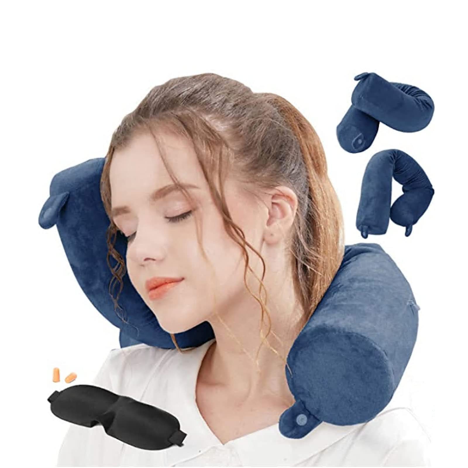 Hxcxrst travel pillow-Twist memory Foam Neck Pillow Support Pillow, used for neck, chin, waist and leg support-suitable for home travel, airplanes, buses, trains，Adjustable, Bendable Roll Pillow — image 1